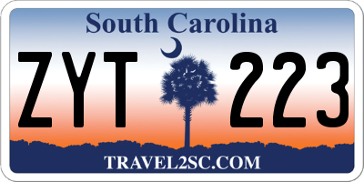 SC license plate ZYT223