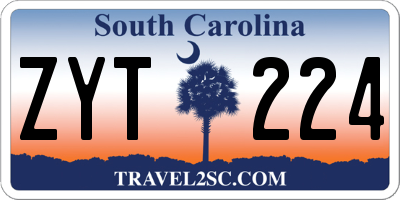 SC license plate ZYT224