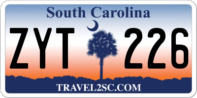 SC license plate ZYT226