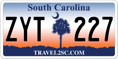 SC license plate ZYT227