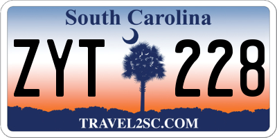 SC license plate ZYT228