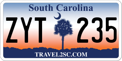 SC license plate ZYT235