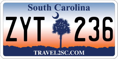 SC license plate ZYT236