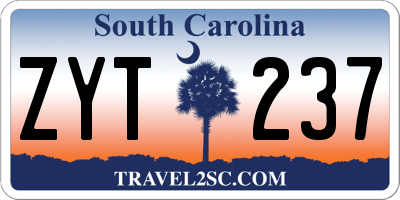 SC license plate ZYT237