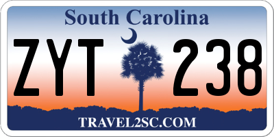 SC license plate ZYT238