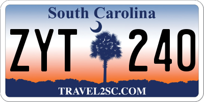 SC license plate ZYT240