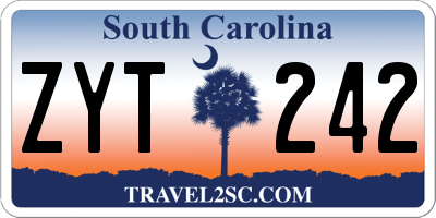 SC license plate ZYT242