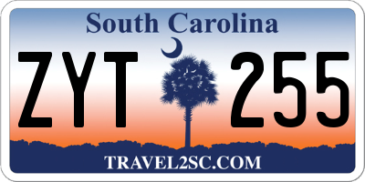 SC license plate ZYT255