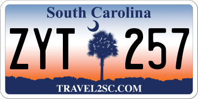 SC license plate ZYT257