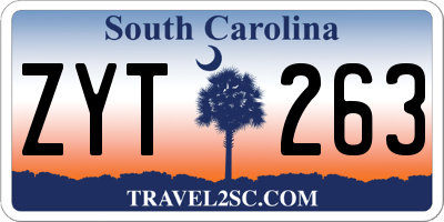SC license plate ZYT263
