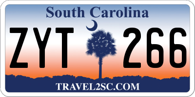 SC license plate ZYT266