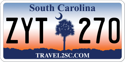 SC license plate ZYT270
