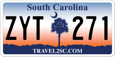 SC license plate ZYT271