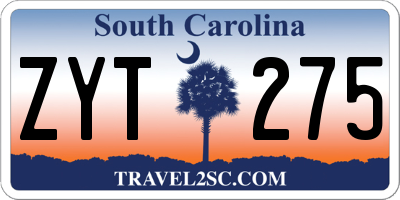 SC license plate ZYT275