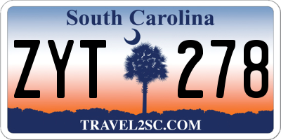 SC license plate ZYT278