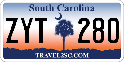 SC license plate ZYT280