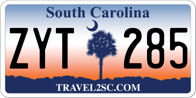 SC license plate ZYT285