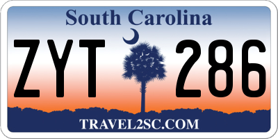 SC license plate ZYT286