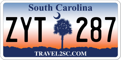 SC license plate ZYT287