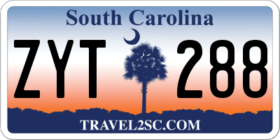SC license plate ZYT288