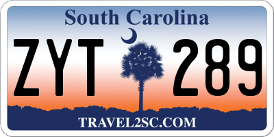 SC license plate ZYT289