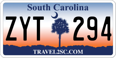 SC license plate ZYT294