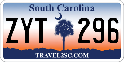 SC license plate ZYT296