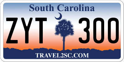 SC license plate ZYT300