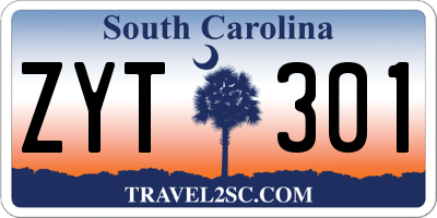 SC license plate ZYT301