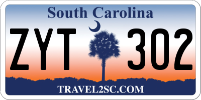 SC license plate ZYT302