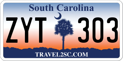 SC license plate ZYT303