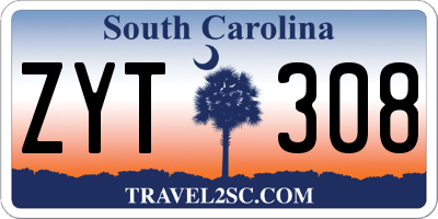 SC license plate ZYT308