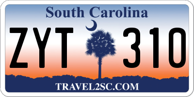 SC license plate ZYT310