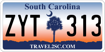 SC license plate ZYT313