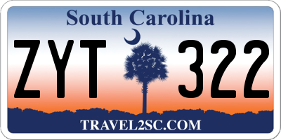 SC license plate ZYT322