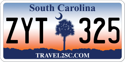 SC license plate ZYT325
