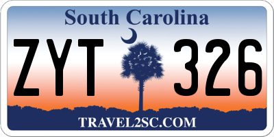 SC license plate ZYT326