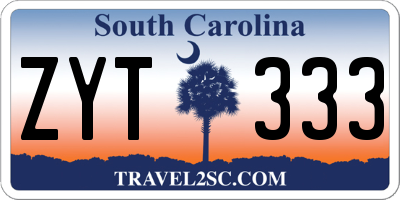 SC license plate ZYT333