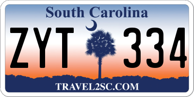SC license plate ZYT334