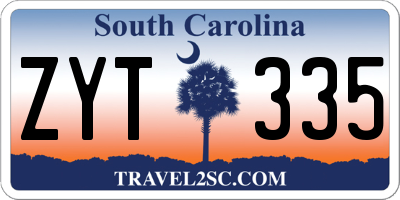 SC license plate ZYT335