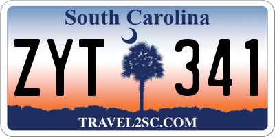 SC license plate ZYT341