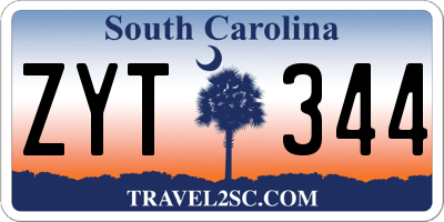 SC license plate ZYT344