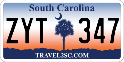 SC license plate ZYT347