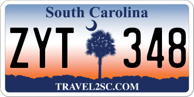 SC license plate ZYT348