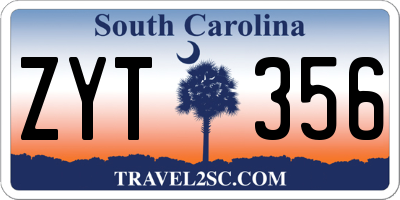 SC license plate ZYT356