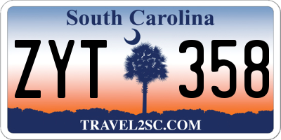 SC license plate ZYT358