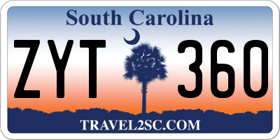 SC license plate ZYT360