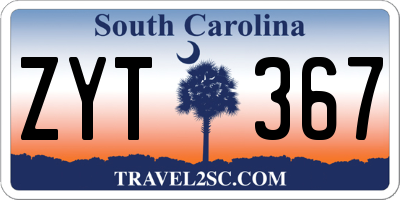 SC license plate ZYT367