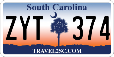 SC license plate ZYT374