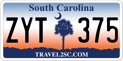 SC license plate ZYT375